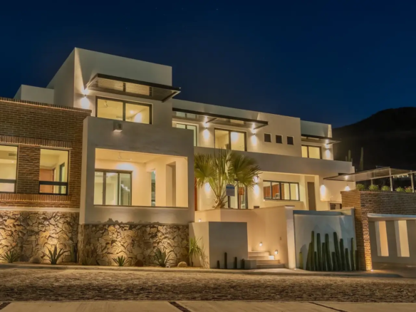 Modern homes for sale in Pedregal 2026 featuring a cliffside contemporary luxury villa overlooking the Pacific Ocean in Cabo San Lucas