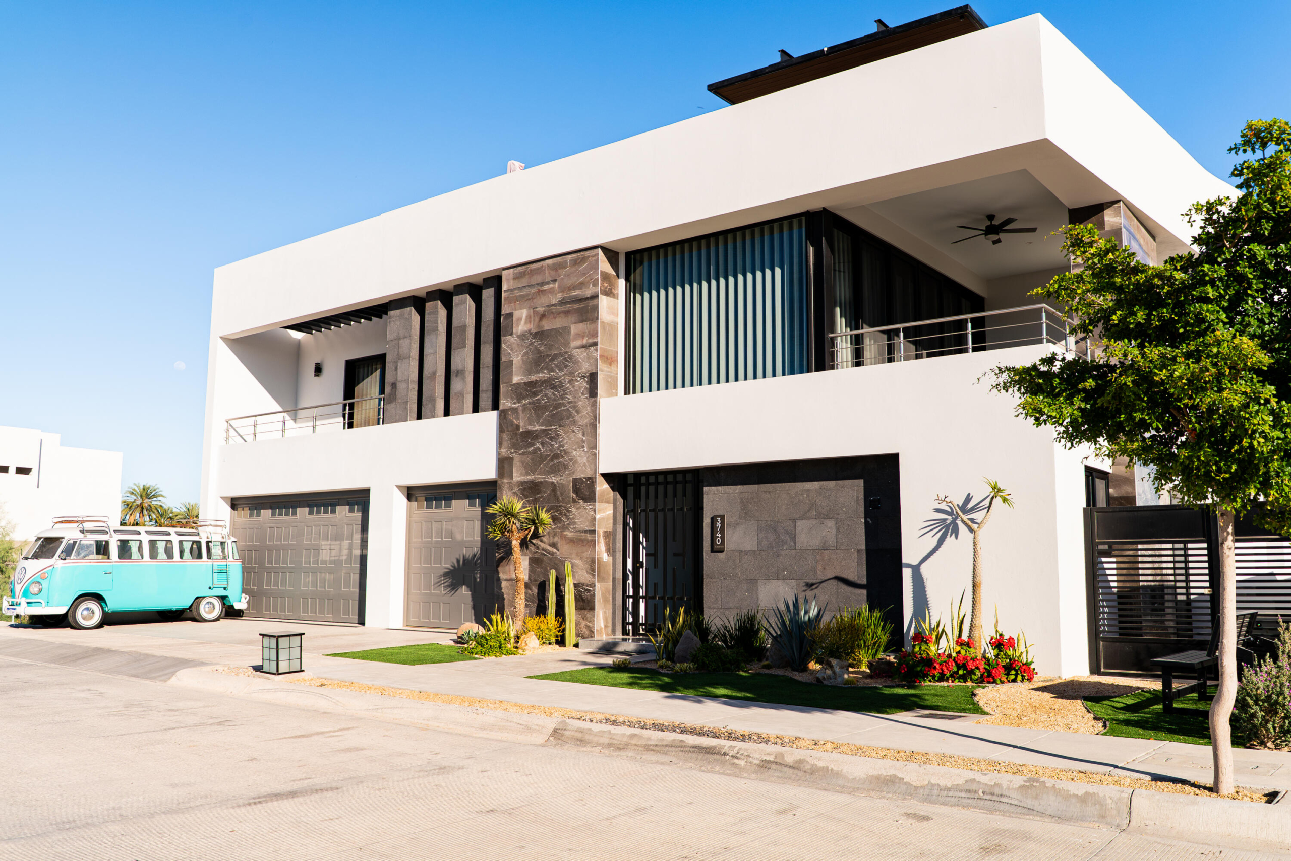 Pedregal Los Barriles This unique property is in a prime location.Just steps from the beautiful beaches of Los Barriles.You are in town so walking to multiple restaurants and shops is easy without a car.Upon entering from the street, on your left is the first garage with an attached bedroom,bathroom and a covered patio.The main house has 1 bedroom, 1 1⁄2 bathrooms, kitchen, dining area, laundry room and livingroom that opens to a large covered patio. On the other side of the patio are 2 bedrooms and 2bathrooms.Directly behind the 2 bedrooms and bathrooms is a casita with 1 bedroom, 1 bathroom, fullkitchen, dining area, living room, laundry room and covered patio.There is also a detached extra deep garage in the back of the property for storing cars, sideby sides, quads or gear. This 5-bedroom, 5.5-bathroom property with 2 garages and 2 laundry rooms is ideal for a winter getaway and offers great rental income opportunities. – Calle Isla, La Paz, BS