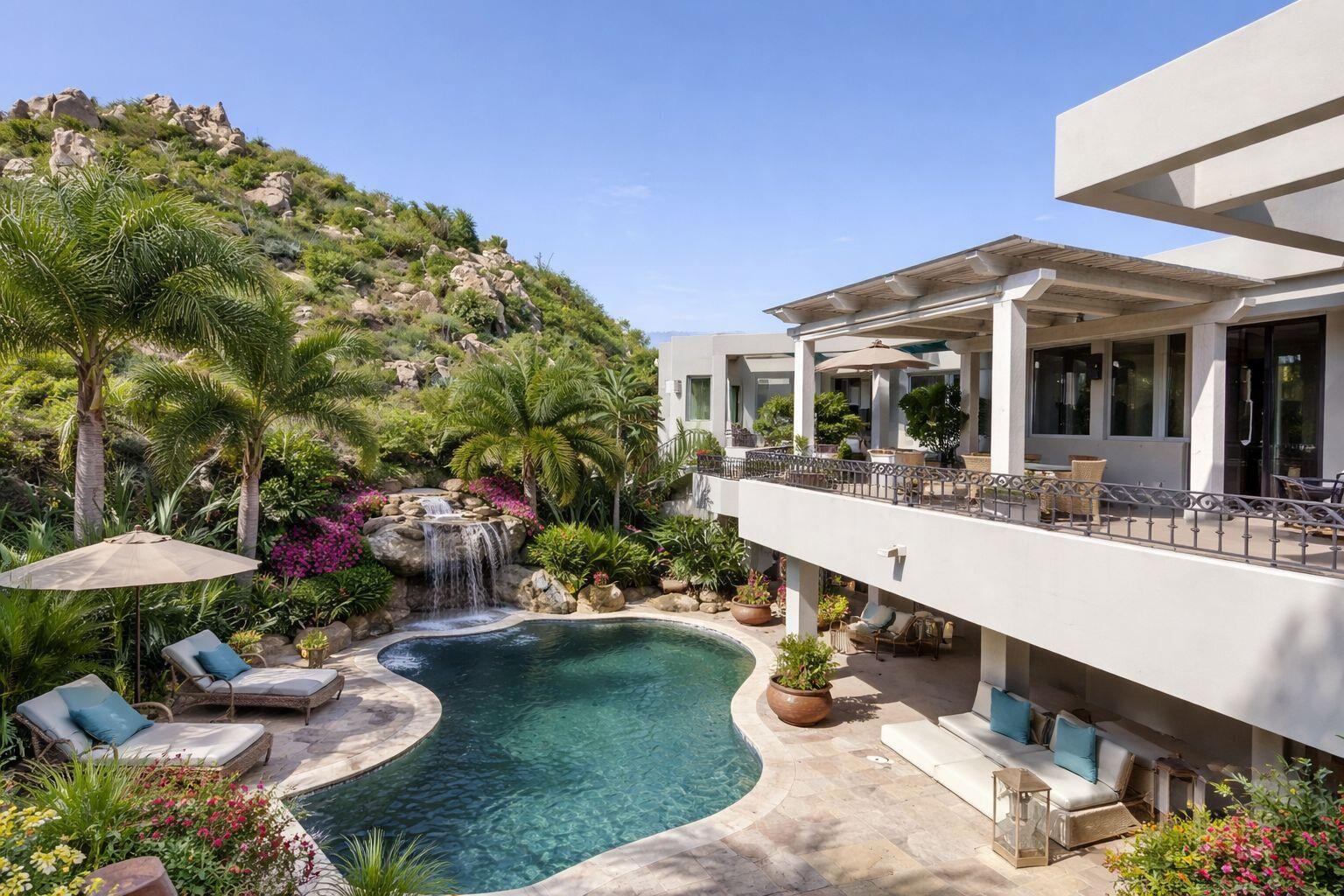 Pedregal Pedregal Csl Tucked into the lush mountains of Pedregal, this residence offers rare privacy, land value, and untapped potential. Its standout feature is the expansive green zone beside the pool--a true rarity in Pedregal, where landscaping and usable outdoor space significantly elevate long-term value. This alone positions the property as a compelling investment. The home includes four bedrooms with lock-out closets, two separate entrances, a chef's kitchen with GE Monogram appliances and an aqua granite island, plus essentials like a generator and storm shutters. Ocean, hillside, and lush garden for sale
