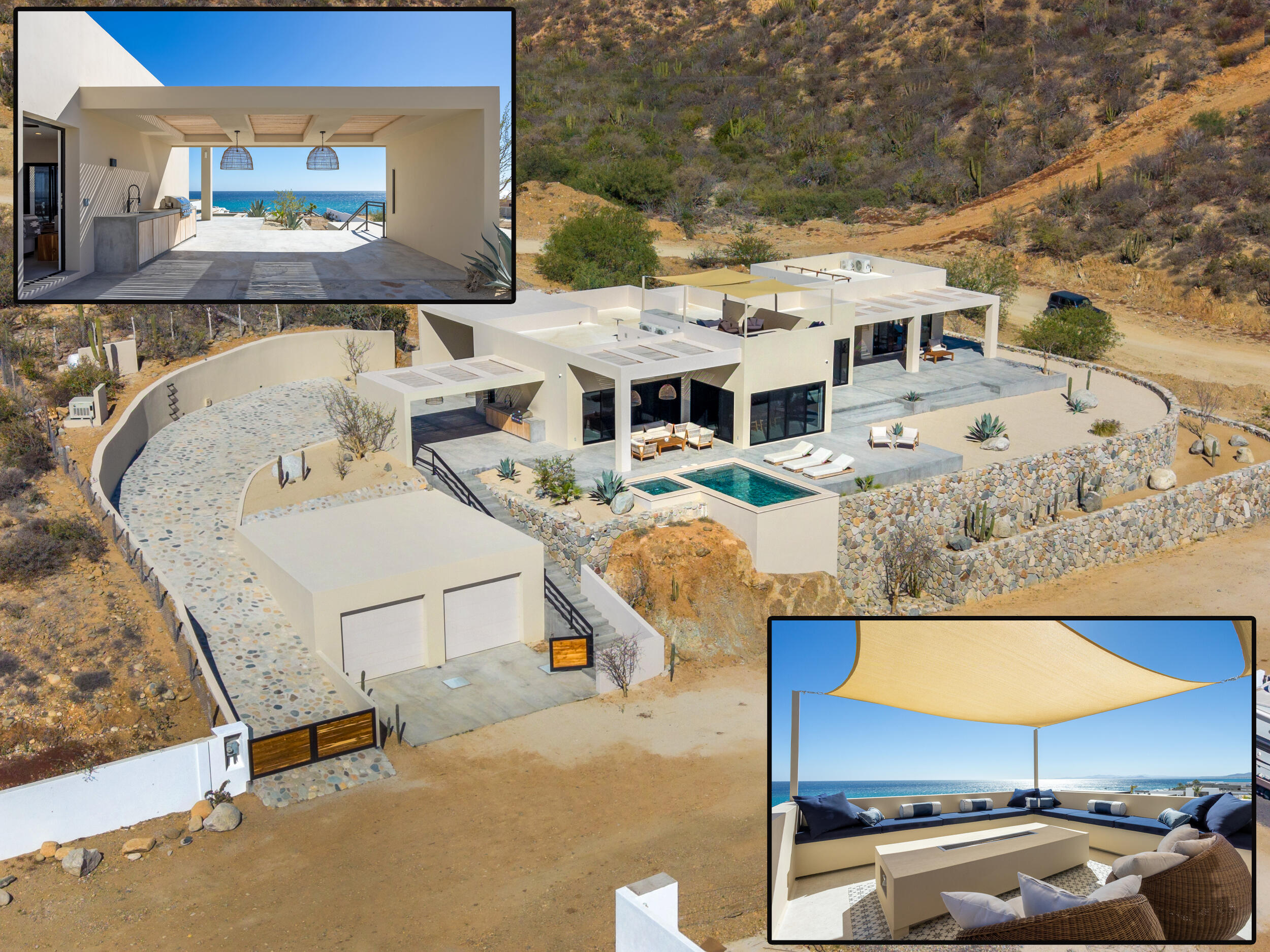 Pedregal Quintas California Casa de dos plantas ubicada en el fraccionamiento Quintas California, una zona residencial consolidada y con alta demanda en Cabo San Lucas por su cercanía a la Marina La propiedad cuenta con tres recámaras, 2 baños y medio, sala - comedor, cocina, patio trasero, Incluye cisterna y tinacos con 8,300 lts. y dos lugares de estacionamiento.Two-story home located in the Quintas California community, a well-established residential area in Cabo San Lucas with high demand due to its close proximity to the Marina.The property features three bedrooms, two and a half bathrooms, a living and dining area, kitchen, and a backyard patio. It also includes a cistern and water tanks with a total capacity of 8,300 liters, as well as two parking spaces. – Casa Fiesta, East Cape, East Cape, BS