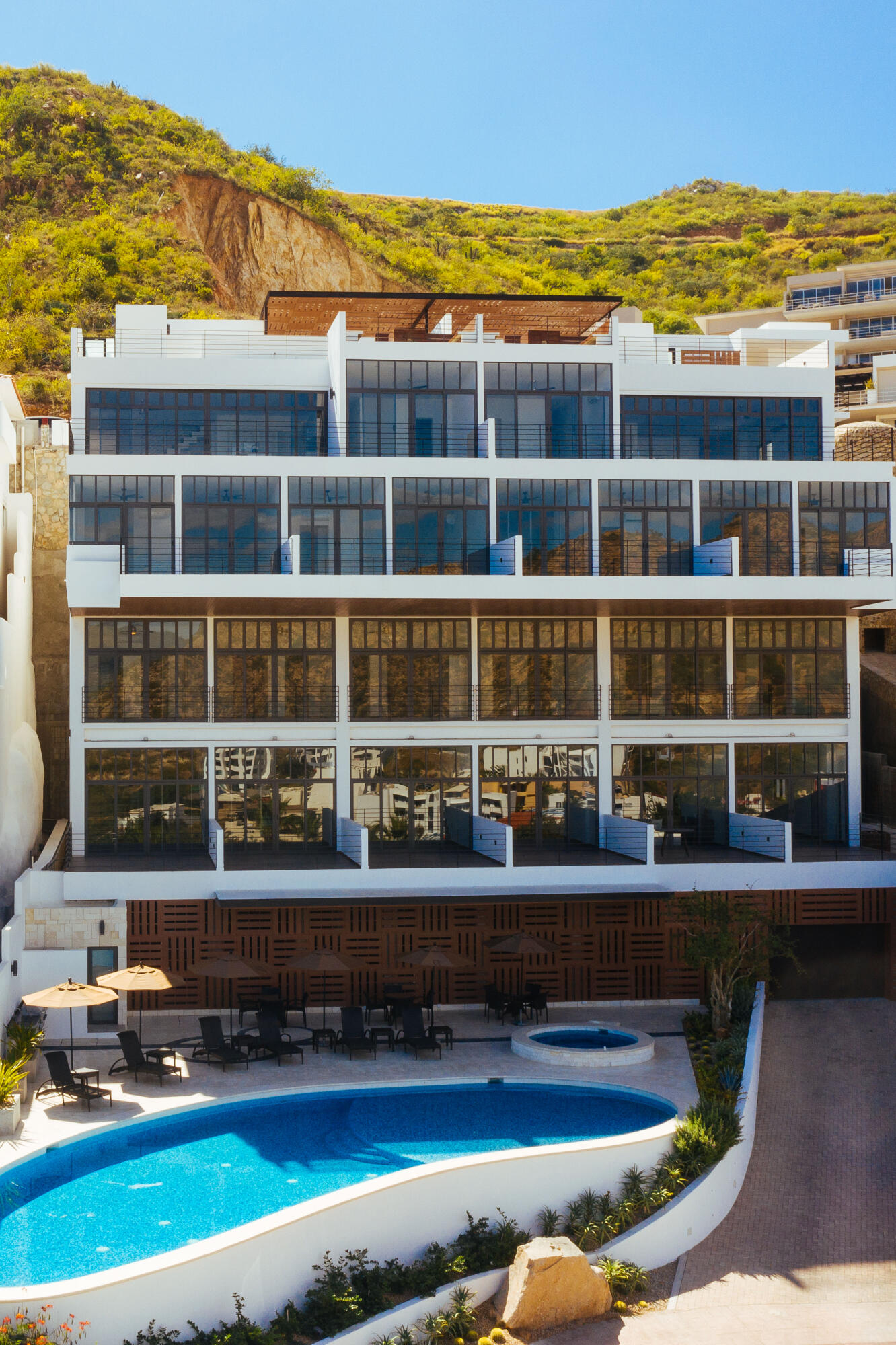 Pedregal The Five THE FIVE is a unique development, ready to move in, turn-key Condos, at walking distance to downtown in the world famous gated community EL PEDREGAL in Cabo San Lucas. Modern and quality construction.This condo fully furnished, ready to move in, features 2 bedrooms, 2 full bathrooms, 1 half bathroom, amazing for sale