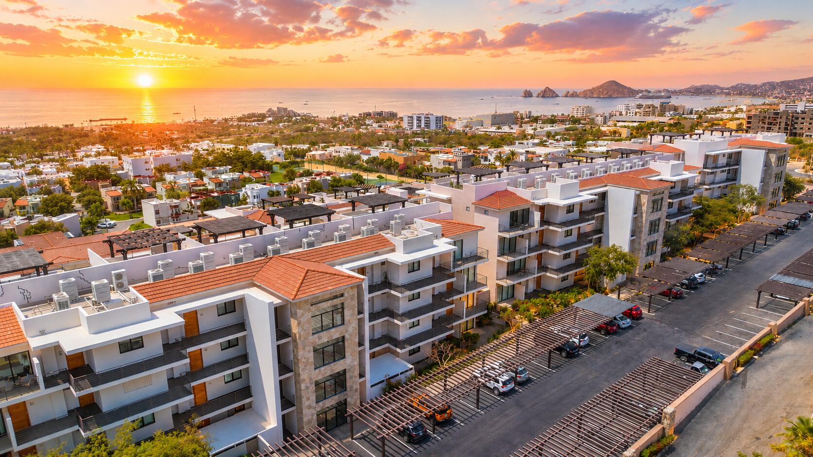 Pedregal The Five FIRE SALE!!!! Turn key, ready to move in!!Discover unparalleled elegance in this sophisticated 2-bedroom, 2.5-bathroom corner condo, perfectly situated in the prestigious Pedregal community. Step into a beautifully appointed interior, where spacious open-concept living meets breathtaking finishes. The kitchen boasts premium appliances, sleek countertops, and elegant cabinetry, perfect for entertaining or intimate gatherings. Each bedroom is a private sanctuary, featuring en-suite baths with high-end fixtures and luxurious details, the building also offers elevator for the residents convenience. The condo also offer its private terrace, pet friendly Access to all Pedregal Amenities: Including the renewed Spa, Restaurants, Tennis Courts, Beach, walking distance to International School "El Camino".Marina, Restaurants and all Cabo attractions are only 10 minutes walking. The condo comes fully furnished and decorated, that includes mexican pieces of art, paintings, black out curtains in all bedrooms and living area, parota furniture in terrace, (only a few personal items will be removed).Escritura, easy to close. for sale
